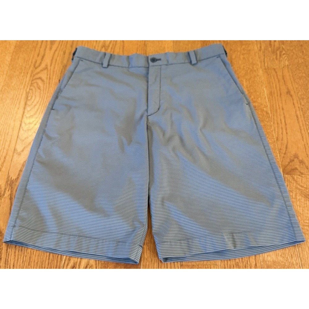 Nike Golf Shorts Mens 32 Blue/Gray Striped Tour Performance Lightweight Dri-Fit